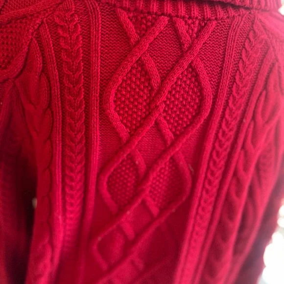 Vintage Eddie Bauer Red Chunky Knit Women's Sweater - Picture 10 of 13